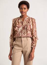 Chemisier imprimé fantaisie manches longues beige SOYACONCEPT femme