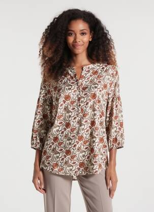 Blouse imprimé fantaisie manches 3/4 beige SOYACONCEPT femme