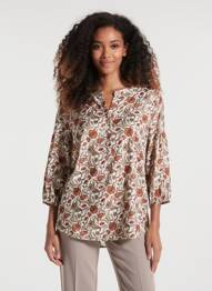 Blouse imprimé fantaisie manches 3/4 beige SOYACONCEPT femme