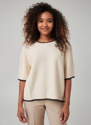 Pull coupe droite manches 3/4 beige SOYACONCEPT femme