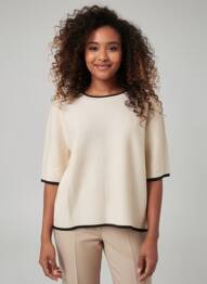 Pull col rond manches 3/4 beige SOYACONCEPT femme
