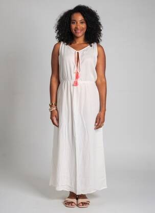 Robe longue sans manche sans manche blanc HAPPY FEW femme