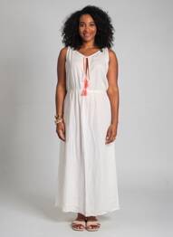 Robe longue sans manche sans manche blanc HAPPY FEW femme