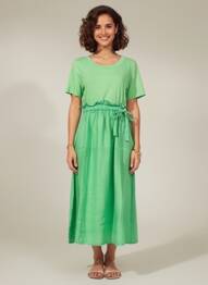 Robe longue manches courtes manches courtes vert GG LUXE femme