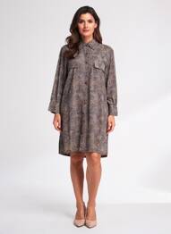 Robe courte manches longues manches longues marron TERRE ROUGE femme