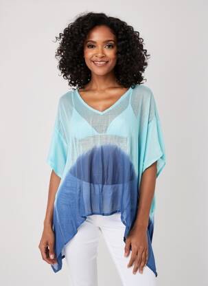 Tunique manches courtes coupe fluide bleu TERRE ROUGE femme