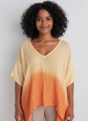 Tunique manches courtes coupe fluide orange TERRE ROUGE femme