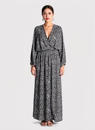 Robe longue manches longues manches longues noir TERRE ROUGE femme