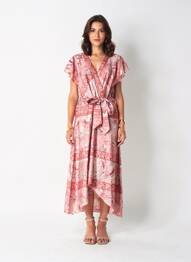 Robe longue manches courtes manches courtes rouge TERRE ROUGE femme