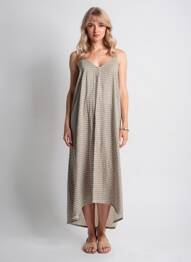 Robe longue imprimé fantaisie fines bretelles vert TERRE ROUGE femme
