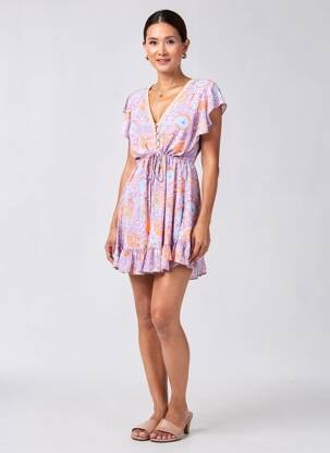 Robe courte manches courtes manches courtes violet ISLA BONITA femme