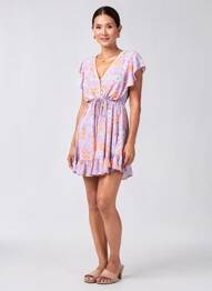 Robe courte manches courtes manches courtes violet ISLA BONITA femme