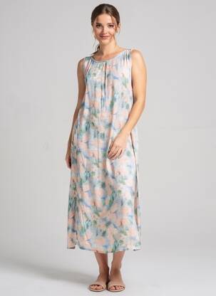 Robe longue tissage popeline sans manche rose COUTURIST femme