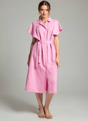 Robe longue manches courtes manches courtes rose COUTURIST femme
