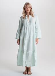 Robe longue tissage crêpe manches 3/4 vert COUTURIST femme