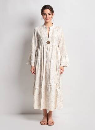 Robe longue manches longues manches longues beige COUTURIST femme