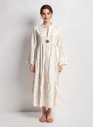 Robe longue manches longues manches longues beige COUTURIST femme