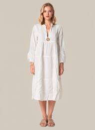 Robe mi-longue manches 3/4 manches 3/4 blanc COUTURIST femme