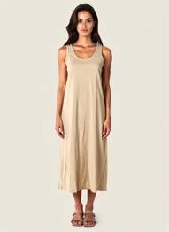 Robe mi-longue sans manche sans manche beige COUTURIST femme