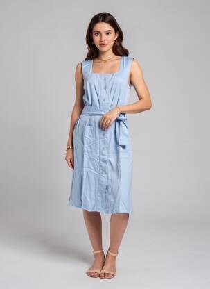 Robe mi-longue sans manche sans manche bleu COUTURIST femme