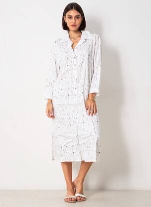 Robe mi-longue manches 3/4 manches 3/4 blanc COUTURIST femme