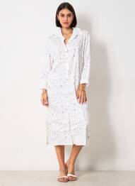 Robe mi-longue manches 3/4 manches 3/4 blanc COUTURIST femme