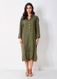 Robe mi-longue manches 3/4 manches 3/4 vert COUTURE-CLUB femme