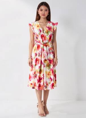 Robe mi-longue manches courtes manches courtes rose COUTURIST femme