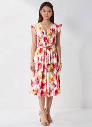 Robe mi-longue manches courtes manches courtes rose COUTURIST femme