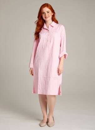 Robe mi-longue manches longues manches longues rose COUTURIST femme