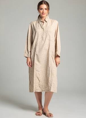 Robe mi-longue manches 3/4 manches 3/4 marron COUTURIST femme