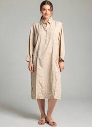 Robe mi-longue manches 3/4 manches 3/4 marron COUTURIST femme