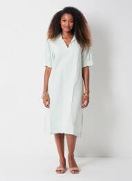 Robe mi-longue manches courtes manches courtes vert COUTURIST femme