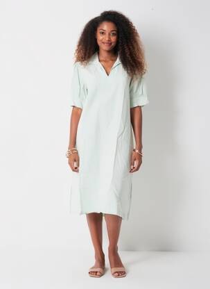 Robe mi-longue manches courtes manches courtes vert COUTURIST femme