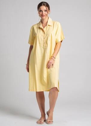 Robe mi-longue manches courtes manches courtes jaune COUTURIST femme