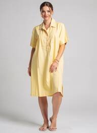 Robe mi-longue manches courtes manches courtes jaune COUTURIST femme