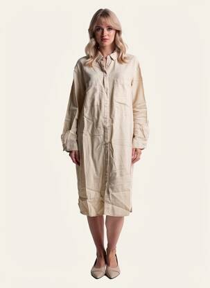 Robe mi-longue manches longues manches longues beige COUTURIST femme