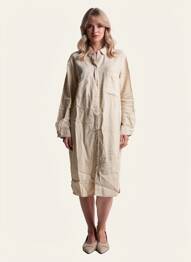 Robe mi-longue manches longues manches longues beige COUTURIST femme