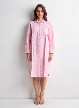 Robe mi-longue manches longues manches longues rose COUTURIST femme