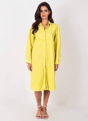 Robe mi-longue manches longues manches longues vert COUTURIST femme