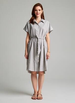 Robe mi-longue manches courtes manches courtes bleu COUTURIST femme
