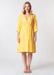 Robe mi-longue manches courtes manches courtes jaune COUTURIST femme