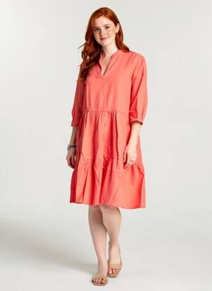 Robe mi-longue manches 3/4 manches 3/4 rose COUTURIST femme