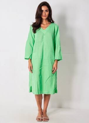 Robe mi-longue manches 3/4 manches 3/4 vert COUTURIST femme