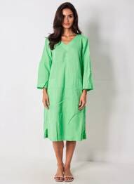 Robe mi-longue manches 3/4 manches 3/4 vert COUTURIST femme