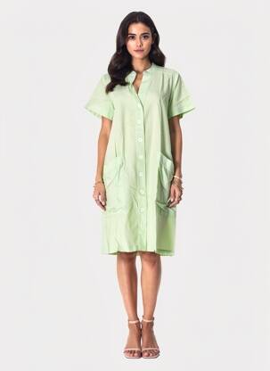 Robe mi-longue manches courtes manches courtes vert COUTURIST femme