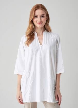 Tunique manches longues col v blanc COUTURIST femme
