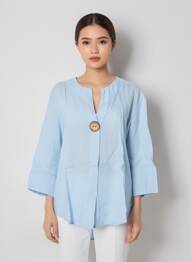 Tunique manches longues tissage crêpe bleu COUTURIST femme