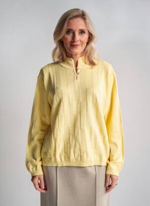 Pull coupe droite manches longues jaune EDWIGE femme