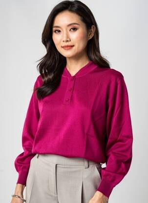 Pull resserrée sur le bas manches longues violet EDWIGE femme